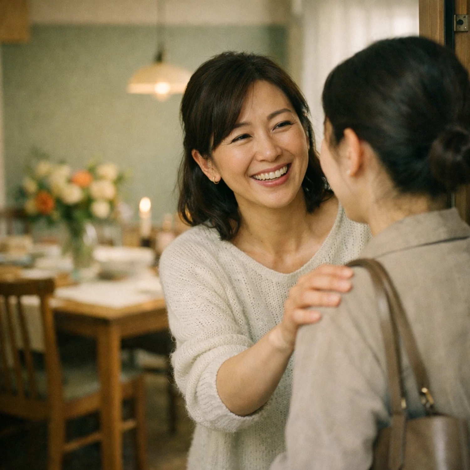 自宅に友人を迎え入れる、暮らしの一場面